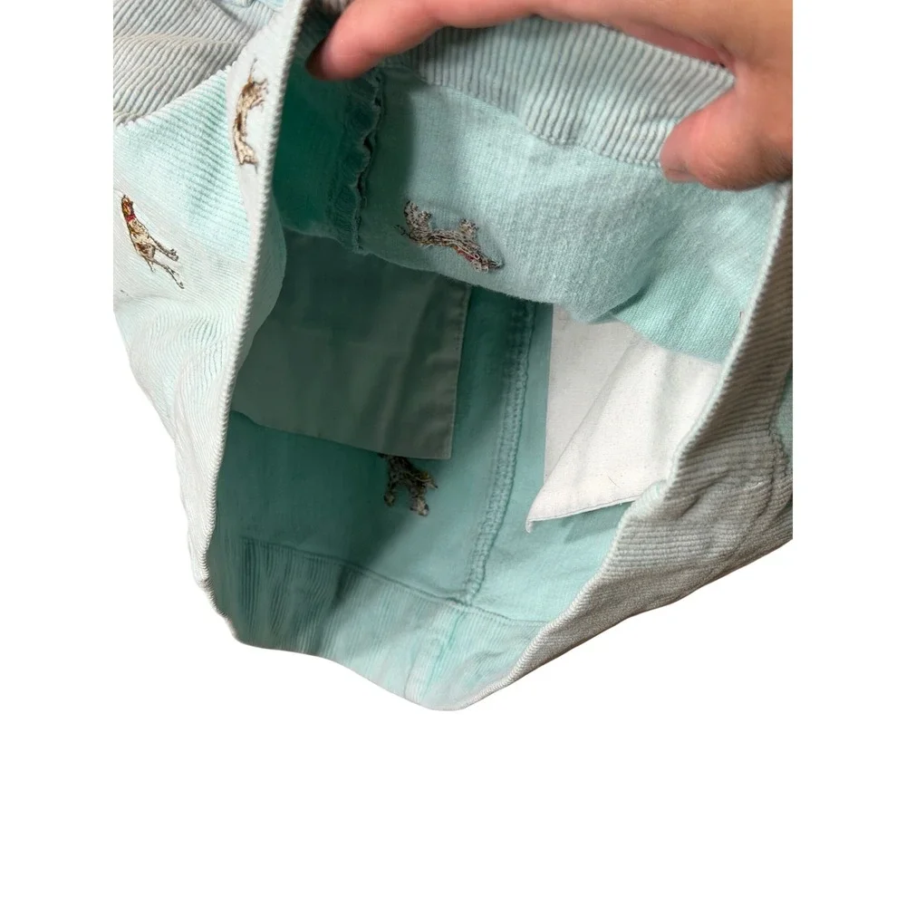 Ralph‎ Lauren Girls Light Blue/green Corduroy Embroidered Dog Mini Skirt Size 6